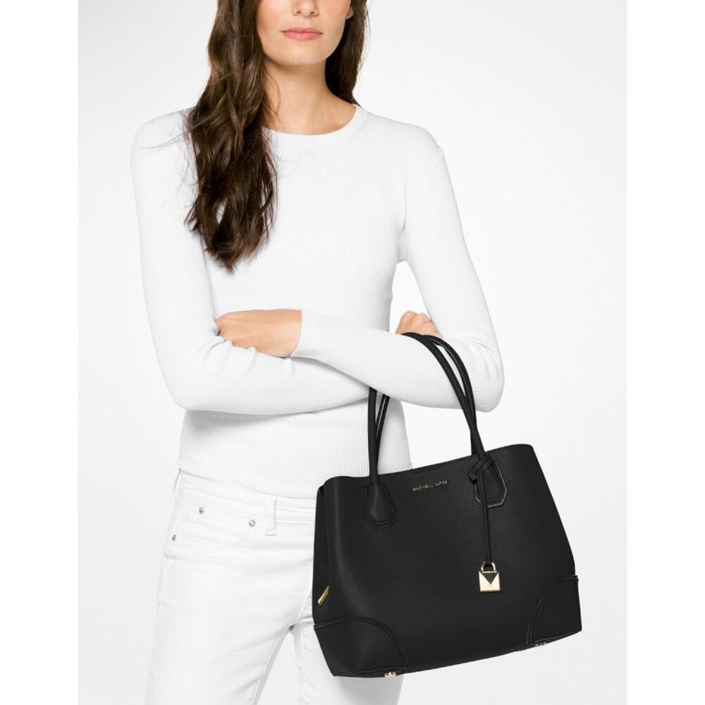 Michael Kors Mercer Gallery Med. Faux Pebbled Leather Tote Bag - Picture 3 of 12